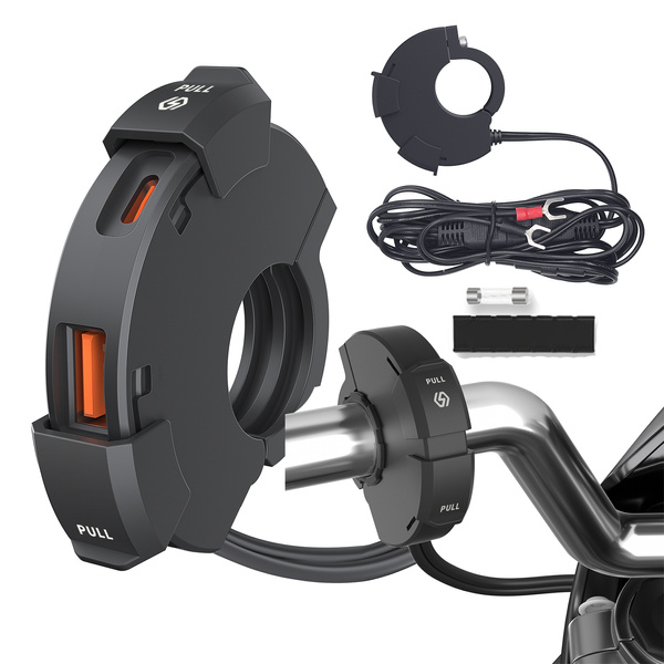 ŁADOWARKA MOTOCYKLOWA USB-C 2X GNIAZDO USB PD QC3.0 SZYBKIE ŁADOWANIE