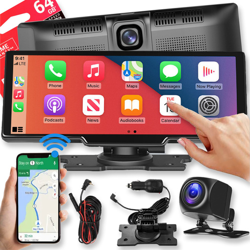 ODTWARZACZ SAMOCHODOWY EKRAN CARPLAY ANDROID APPLE MONITOR KAMERA COFANIA A3019