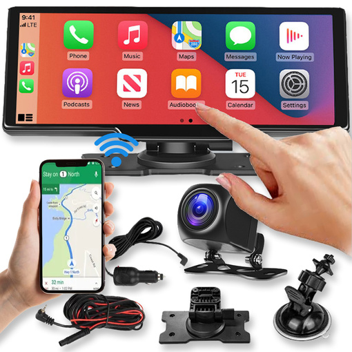 EKRAN SAMOCHODOWY ODTWARZACZ CARPLAY ANDROID APPLE MONIOTR KAMERA COFANIA A3018