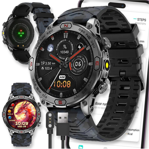 SMARTWATCH ZEGAREK WATCH AMOLED 5 ATM SP02 MĘSKI SMART ROZMOWY SPORT OPASKA KC86