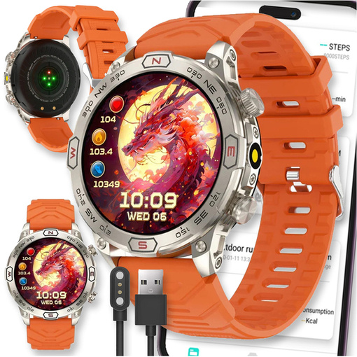 SMARTWATCH ZEGAREK WATCH AMOLED 5 ATM SP02 MĘSKI SMART ROZMOWY SPORT OPASKA KC86