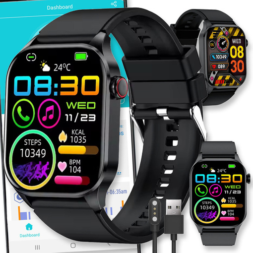 SMARTWATCH ZEGAREK WATCH MENU PL DAMSKI MĘSKI ROZMOWY SPORT POLSKIE PULS T98